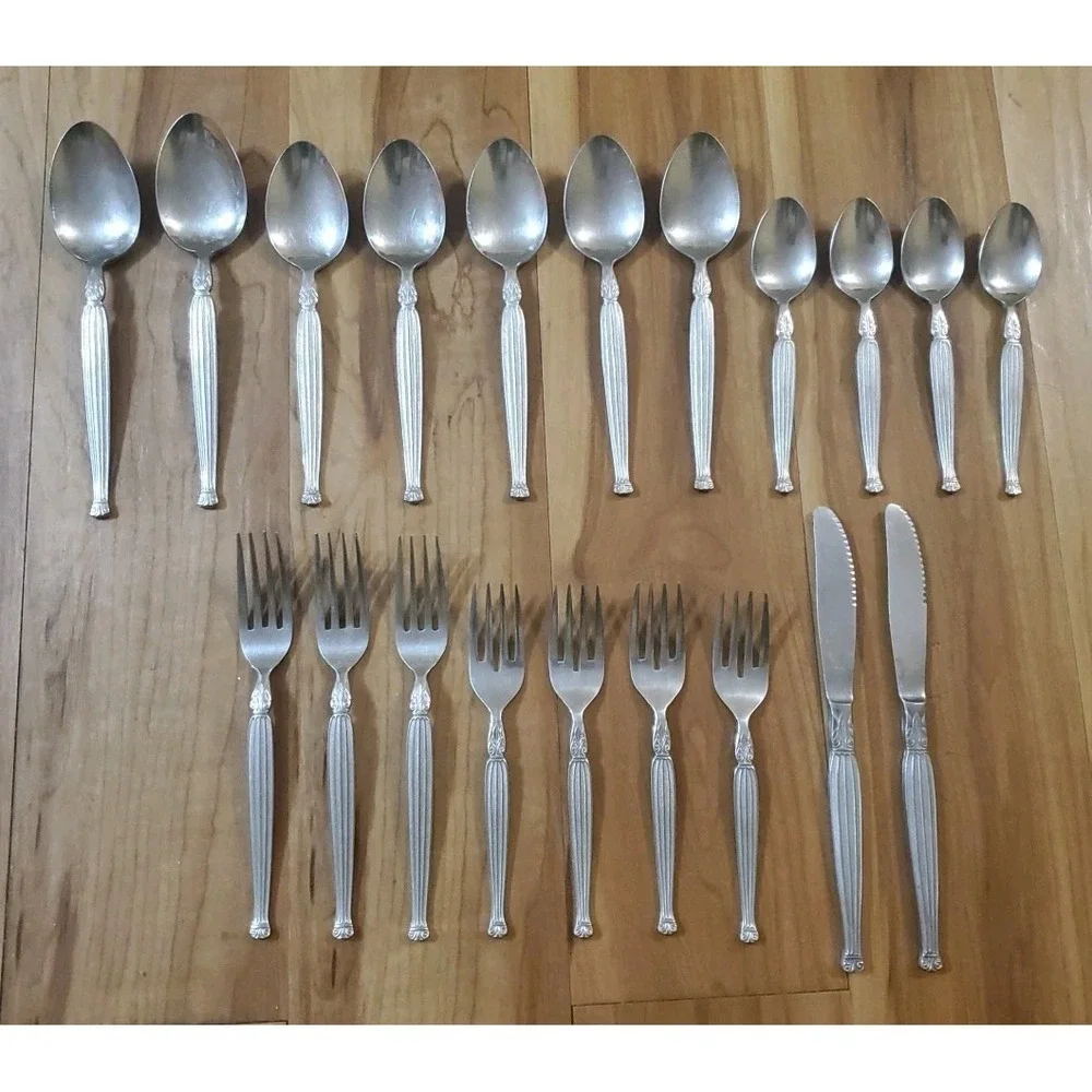 Lot 20 Pcs Stainless Steel Japan Flatware Vtg Unknown Maker Tiara MCM